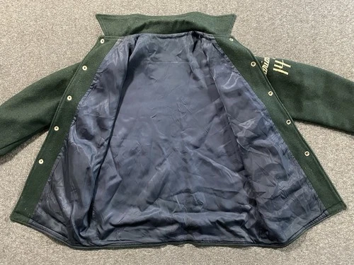 Vintage 70s Varsity Jacket Mens Small Green Wool Preppy Quaboag League Champs image 8