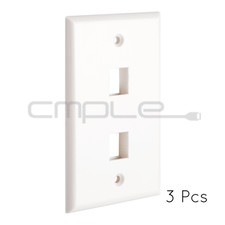 Keystone Jack Wall Plate 2 Hole Port Faceplate Network CAT5e CAT6 White 3 Pack