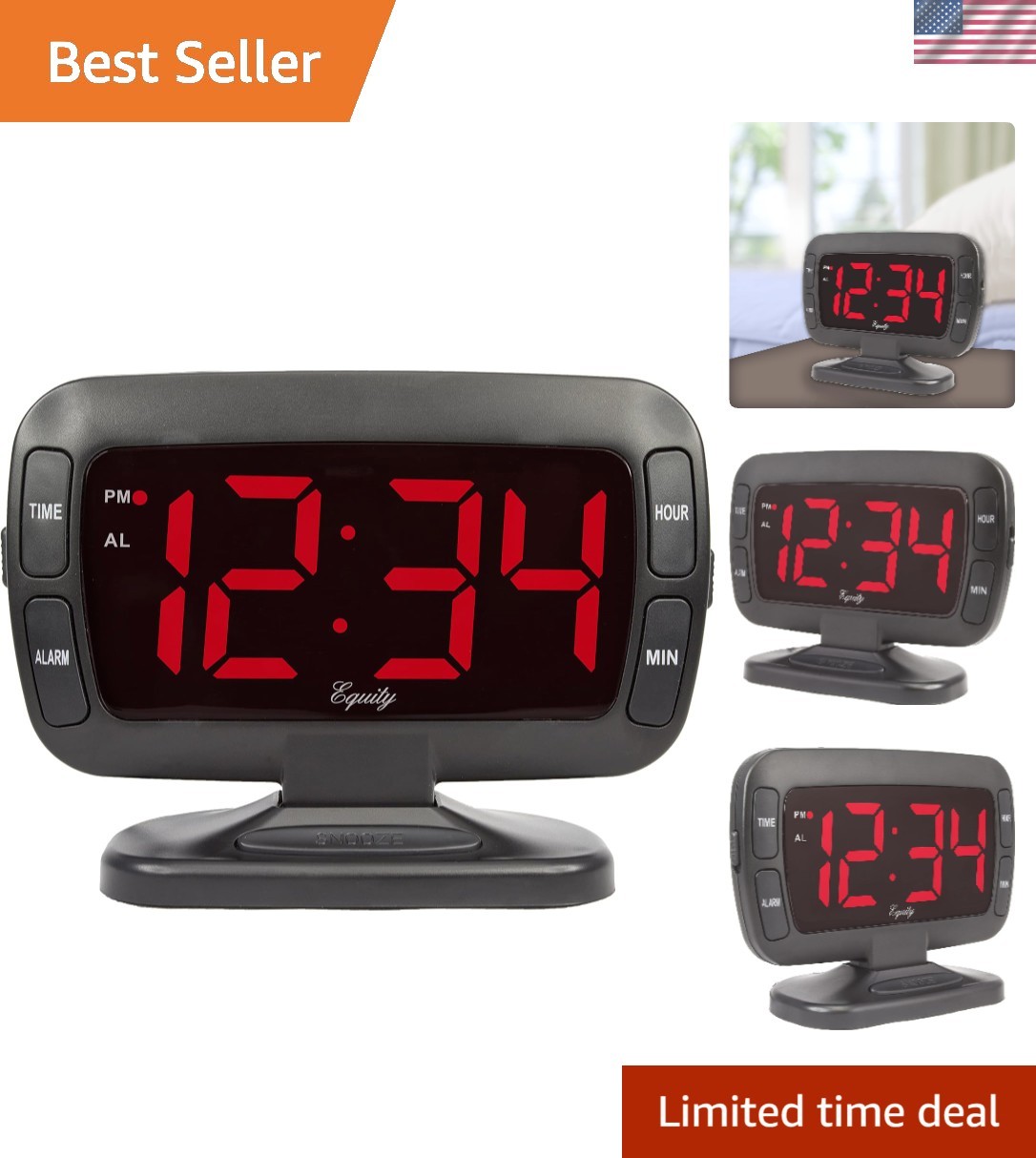 Equity 30016 Large 1.8 Inch Tilt LED Alarm Clock