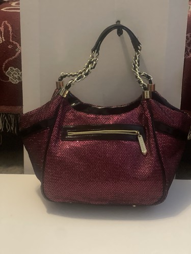 Betsey Johnson WOMENS Pink Sequin Zip Close Tote Shoulder Bag Purse - Picture 4 of 13