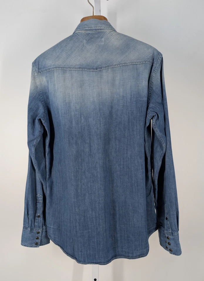Mauro Grifoni Jeans Denim Lavado a Piedra Vaquero Occidental Perla Camisa a Presión Italia 16... Foto 3 de 4