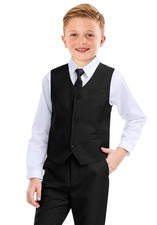 Boys Formal Suit 5 Piece Kids Toddler Tuxedo Suits Set 12 Black Vp