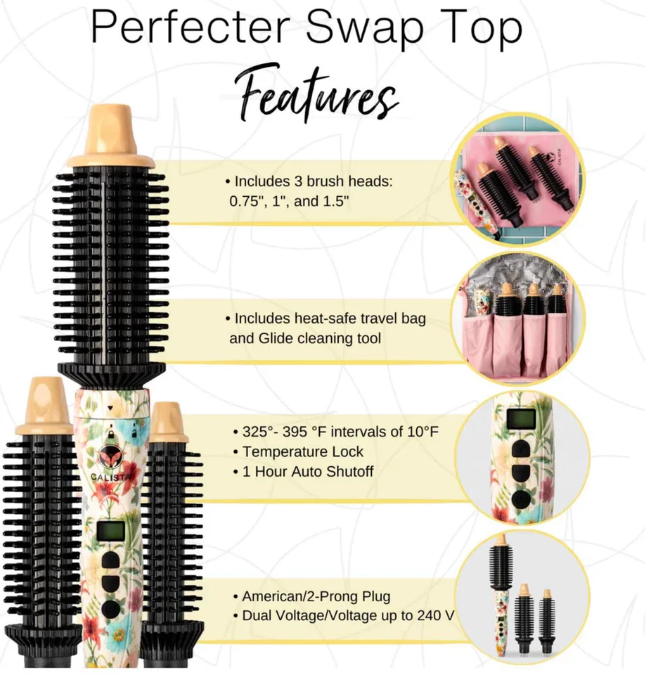 Cepillo redondo térmico Calista Perfecter Pro intercambiable superior .75" 1" 1.5" LEOPARDO Foto 4 de 4