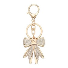 Sparkly Rhinestone Bow Keychain, Cute Butterfly Key Chain, Gold  Letter N