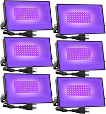 6 Pack 38W LED Black Lights, Blacklight Flood Light with Plug, IP66 Waterproof,
