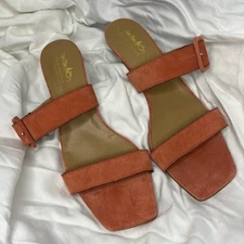 Coach and Four Orange Suede Kitten Heels