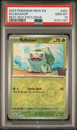2023 POKEMON MEW EN-151 BEST BUY EXCLUSIVE #001 BULBASAUR PSA 10