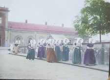 Women, Middleberg, Zeeland, Netherlands, c1920's Magic Lantern Glass Slide