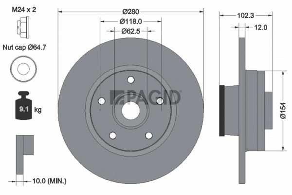 2X Pagid Bremsscheibe 54537NC FüR Opel Vivaro Bus X83 A07 DTI 16V Cdti Ecotec 2-image