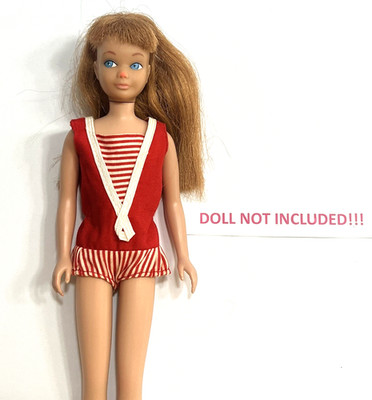 Vintage 1963 Mattel Barbie /Skipper Original Red & White Swimsuit ~ EXC