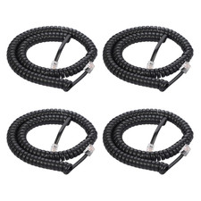4 Pack Coiled Wire 8Ft Uncoiled / 1.4Ft Coiled Landline Phone Handset Cable 4P4C