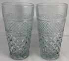 2 Vtg Wexford Pale Blue 16 Oz Flat Iced Tea Tumblers Anchor Hocking 6 1/4"