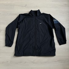Vintage Nike Windbreaker Jacket Black Full Zip Mesh Lining 2XL Classic Runner