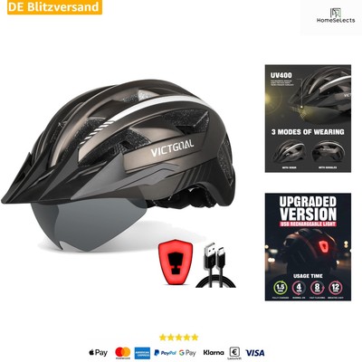 Fahrradhelm Herren Damen MTB Helm mit Visier, Belüftung, Magnetbrille