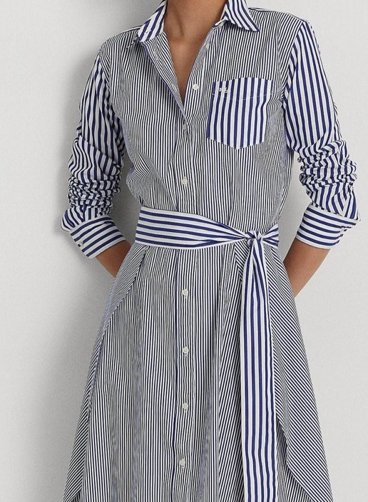 Polo Ralph Lauren Womans striped Cotton Shirt Dress UK Size 12 (8) NEW RRP £249 image 9