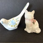 Vintage Fenton Bird And Cat Hand Painted-SIGNED READ