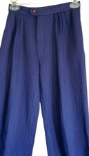 VTG Pin Striped Pleated Navy Blue XXS Slacks 1970s DOES 30s Fashion Conspiracy