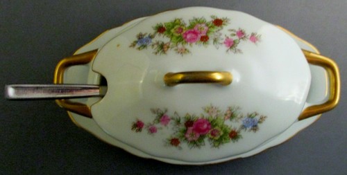 Lefton China #7157 Wildflower Hand Painted Lidded Sauce Bowl - Picture 3 of 6