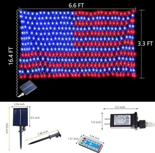 New Solar Powered American Flag Lights, 420 LED Red White and Blue 4th of Jul... - Picture 7 of 9