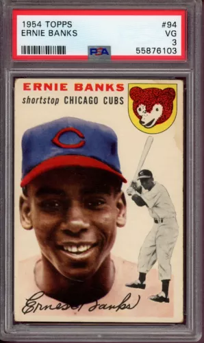 ERNIE BANKS ~ 1954 Topps Baseball Rookie Card #94 ~ Graded PSA 3 VG