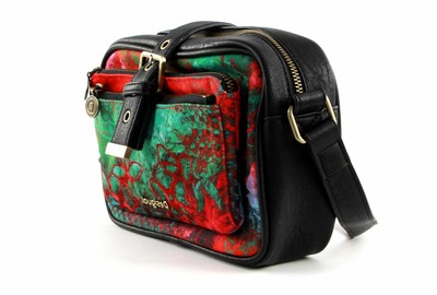 Sac à Bandoulière Desigual CAUCA OBAN - Rouge, Noir, Vert - Petit, Motif Floral