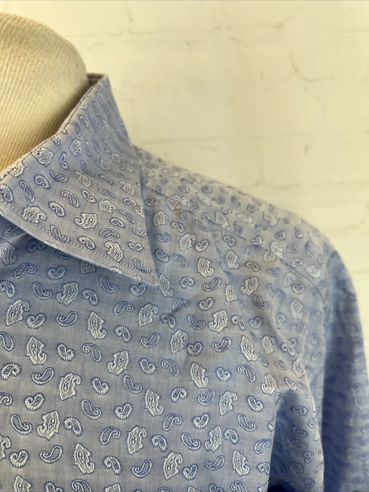 Etro Men's Blue Paisley Dress Shirt SIZE 46 $495 - Image 2 of 4
