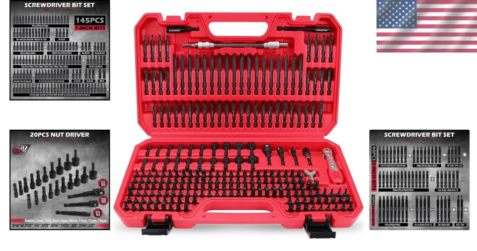 232-Piece Impact Driver Bit Set Chrome Vanadium Durable Fastener Assortment - Image 2 of 4