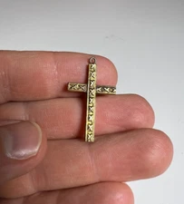 Small Little Metal 12k GF Gold Filled Catholic Cross Crucifix Necklace Pendant