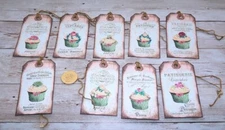 9~Vintage~Cupcakes~Dessert~Junk Journal~Linen Cardstock~Gift~Hang~Tags