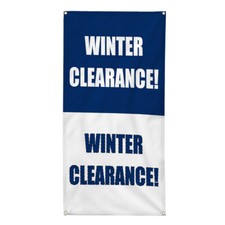 Vertical Vinyl Banner Multiple Sizes Winter Closing Out! Blue White Business