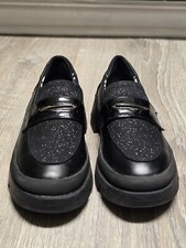 Steve Madden Girls Black Glitter Loafers Size 2M