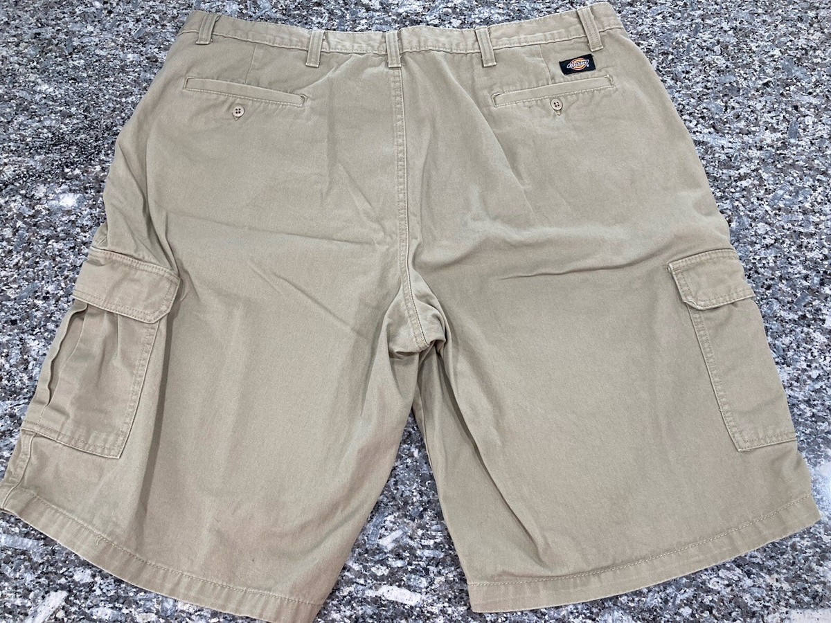 *Dickies Men's Khaki Cargo Shorts Size 44x12” 100% Cotton Clean!!