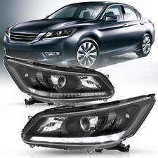 For 2013 2014 2015 Honda Accord Sedan Wled Drl Black Clear Corner Headlights