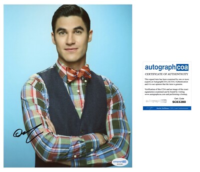 DARREN CRISS SIGNED GLEE BLAINE ANDERSON 8x10 PHOTO - ACOA COA