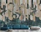 Art DECO Poho Feathers Neutral Wallpaper Mural Removeable Washable Peel & Stick