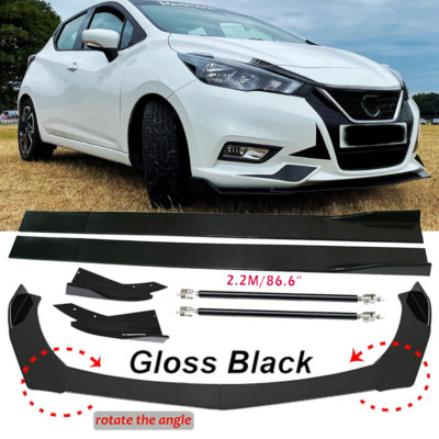 For Nissan Versa S Plus Front Bumper Lip Spoiler+86.6'' Side Skirt Polyurethane
