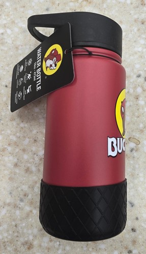 Buc-ee’s Buc-ees Red & Black Stainless Bottle 16 oz Silicone Handle Top & Bottom - Picture 3 of 7
