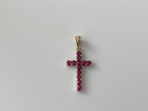 Ruby Cross Pendant 9ct Gold Ruby Cross Pendant Yellow Gold Cross Pendant - 第 4/13 張圖片