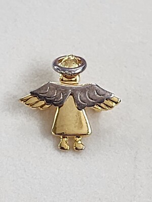 Vtg IMO 1995 Signed Guardian Angel Pin Brooch Pendant Gold & Silver Tones
