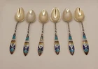 Set 6 Gorham Sterling Enamelled Goldwashed Demitasse Spoons 363