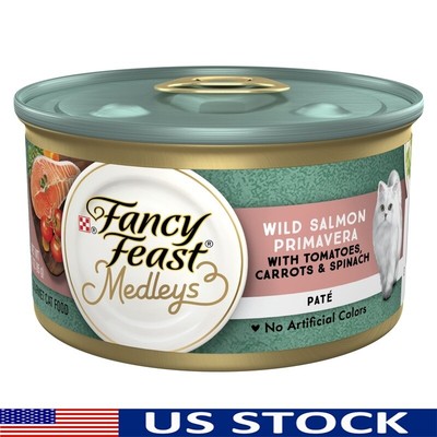 Purina Medleys Wet Cat Food Salmon Carrots Spinach Pate 24 Pack 3oz Cans 5.3 lb