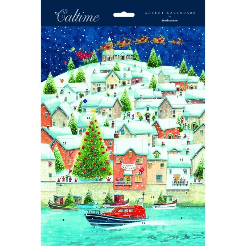 Traditional Advent Calendar Waterside Coastal Village - 325mm x 245mm - 24 Doors