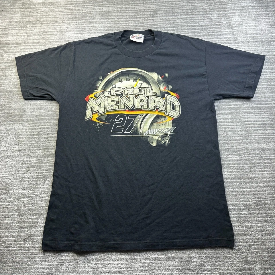 Camisa Paul Menard Nascar Para Hombre Pequeña Negra Gráfica de Carreras Informal Foto 2 de 4