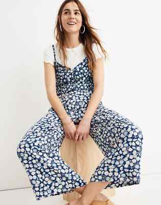 Madewell Pants Womens Size XXL Blue Floral Print Wide Leg Huston Pull On  Crop