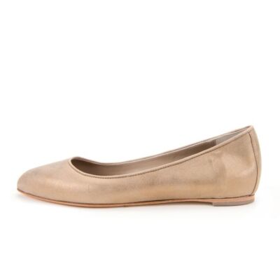 ALBERTO FERMANI Women's Light Gold Leather Burma Flats Size Floor Model 
