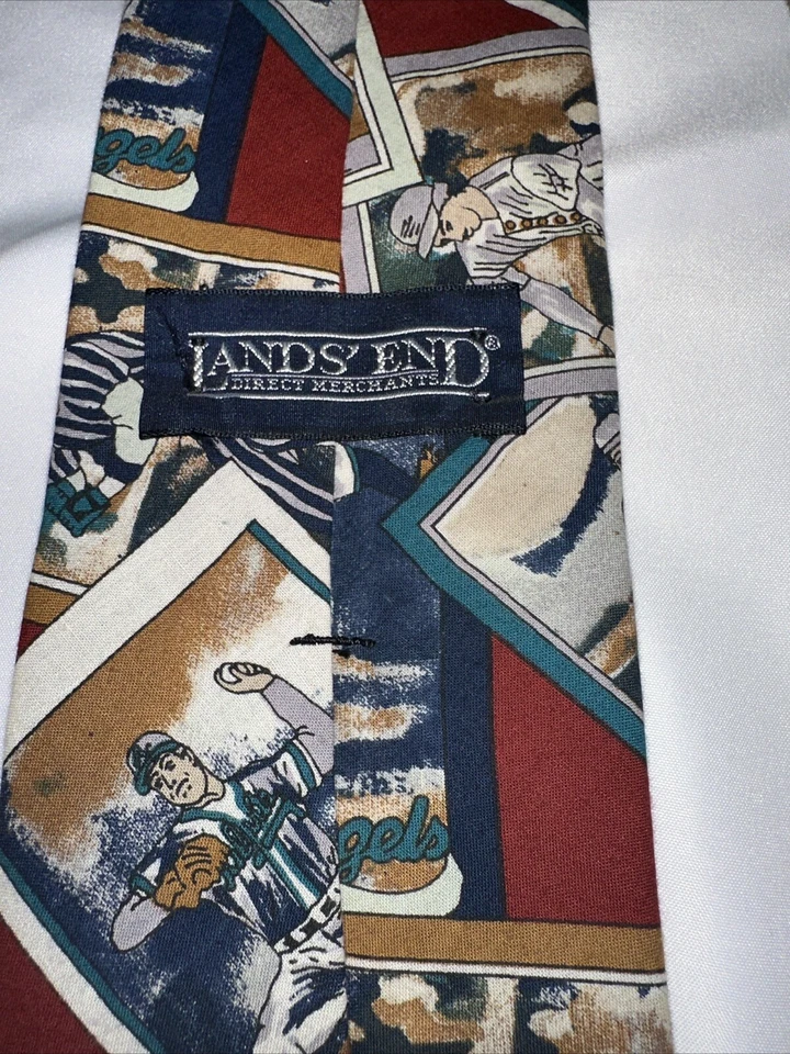 2 Corbatas de Béisbol Lands End Algodón Bate Pelota Guantes y Tarjetas MLB Retro Deportes 57 pulgadas Foto 4 de 4