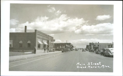 Grand Marais MN RPPC Vintage Postcard Main St Bank Joynes Store Real Photo 1950 - Picture 1 of 2