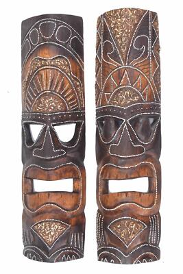 2 Tiki Tribal Masken 50cm Holzmaske Tiki 2er Set Maske Hawaii Maui Wandmasken