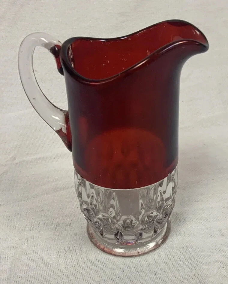 Glass Creamer Corona, by Greensburg with Ruby Staining - Image 2 of 4