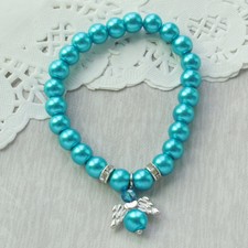 First Communion 12PCS Glass Pearl Angel Bracelet Christening Baby Shower JA318Tq